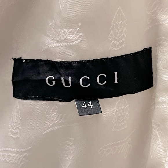 GUCCI ivory white cotton CLASSIC Blazer Jacket 44 (Large) with branded buttons - Picture 5 of 10